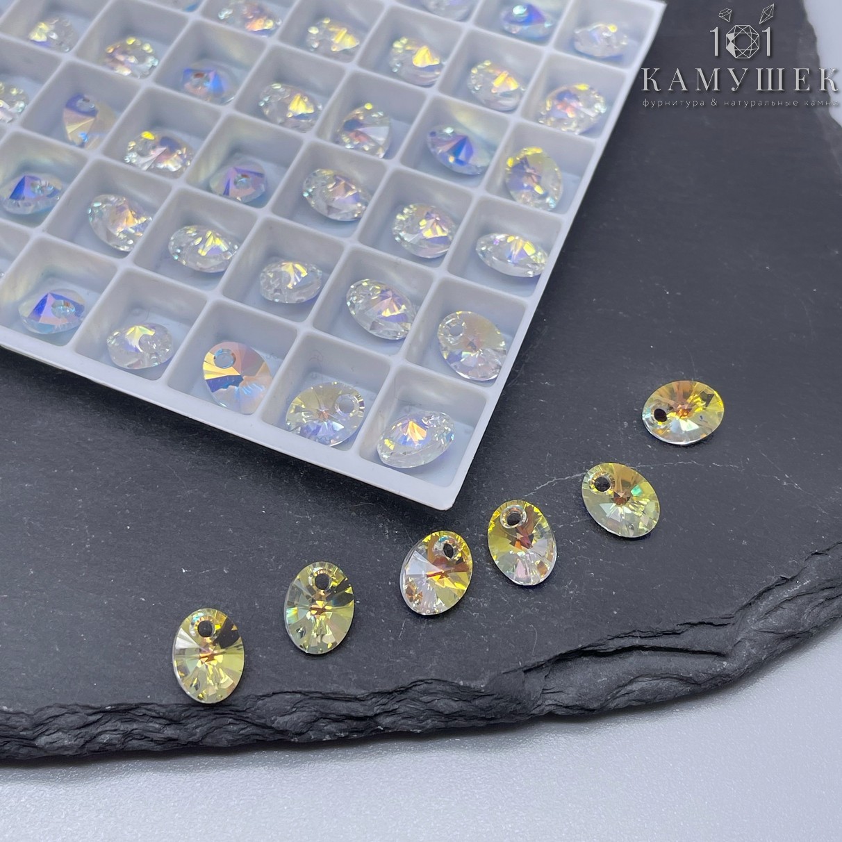 6028 XILION Oval 8 мм Crystal Aurore Boreale (AB)