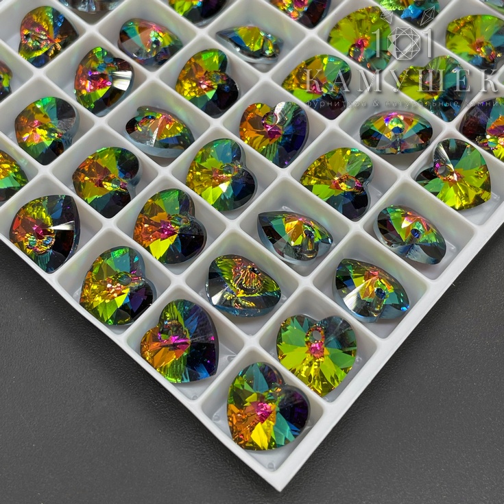 6228 Xilion Heart 10,3*10 мм Crystal Vitrail Medium (VM)