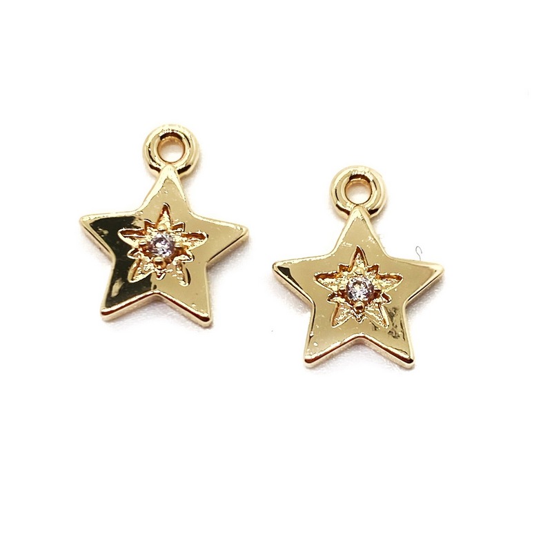 11,6*9,3мм Цвет золото, Подвеска Звезда с цирконом