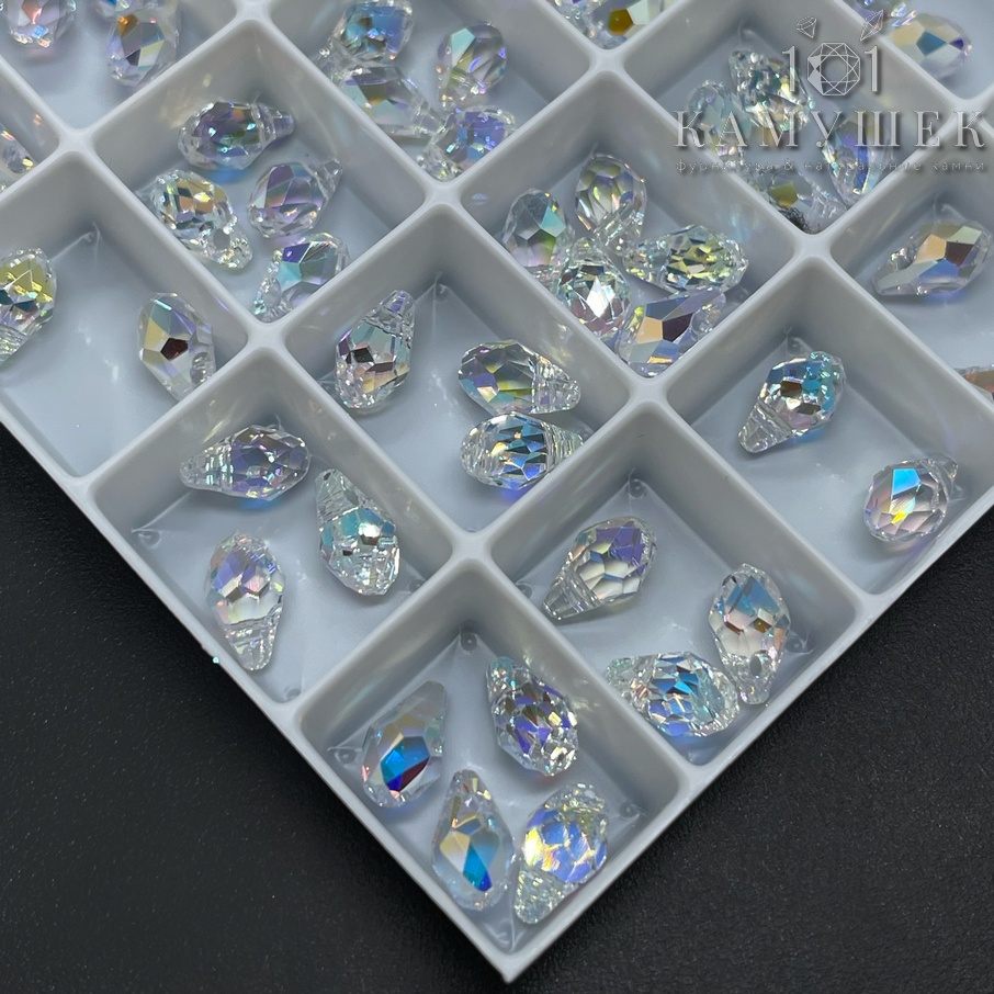 6007 Small Briolette 7*4 мм Crystal Aurore Boreale (AB)