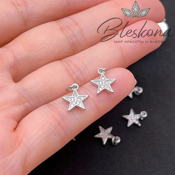 11,5*9,5 мм Цвет серебро, Подвеска Звезда цирконы CUL1801