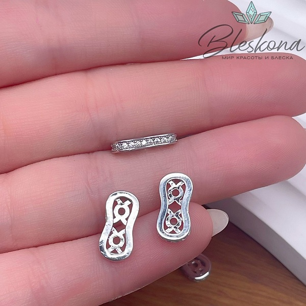 13*6,5*2,2 мм Цвет серебро, Бусина разделитель 2 ряда