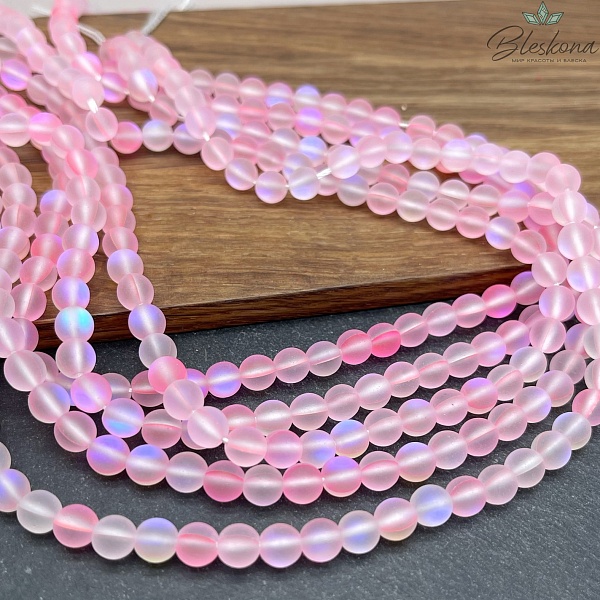 6мм, Опал светло-розовый матовый имитация